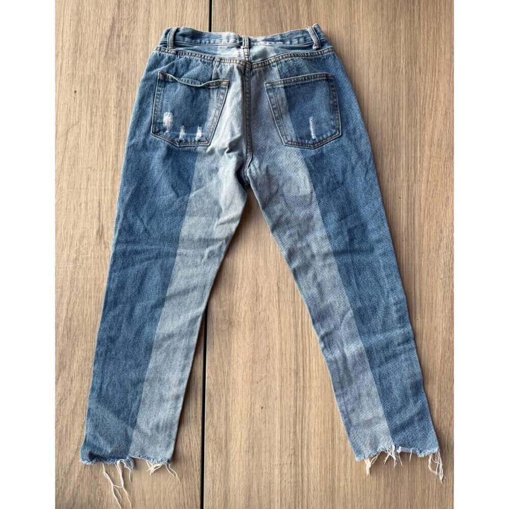 Straight Two Toned Patched Jeans - Size S - Picture 3 of 4